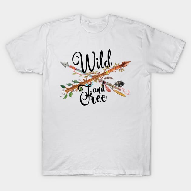 Wild and Free design Boho Style with Feather T-Shirt by merchlovers